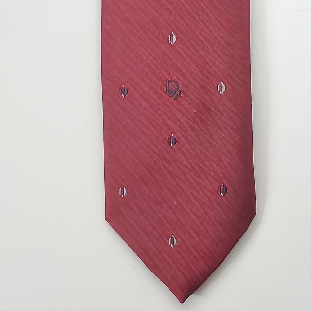 Christian Dior "D"  burgundy with navy navy and with letter necktie